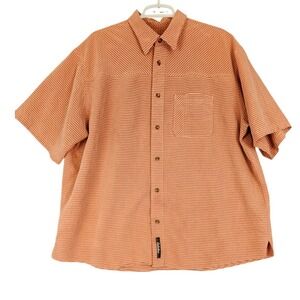 Cabela's XL Orange Striped Button Up Short Sleeve Camp Shirt Menswear‎